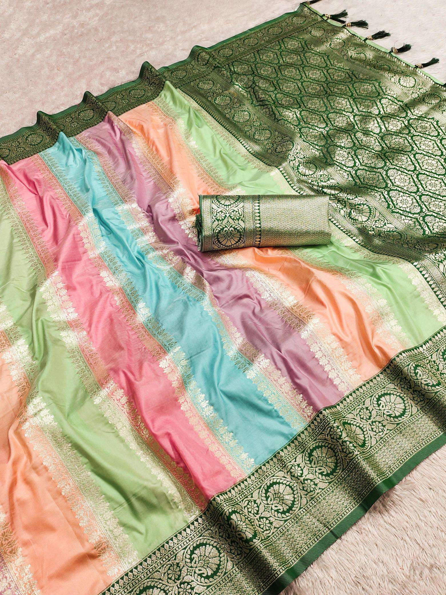 Multi colour catlouge soft banarasi silk Designer Saree Wholesale