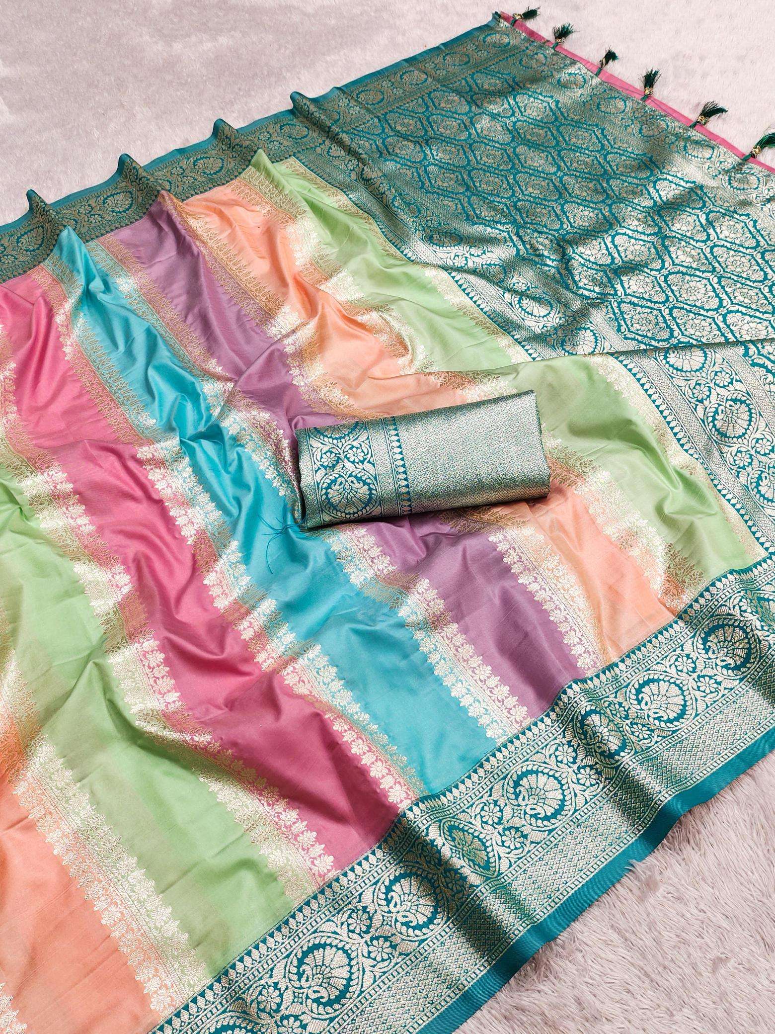 Multi colour catlouge soft banarasi silk Designer Saree Wholesale
