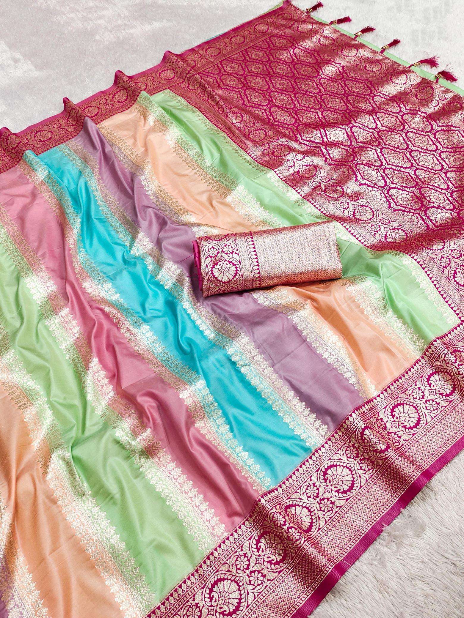 Multi colour catlouge soft banarasi silk Designer Saree Wholesale