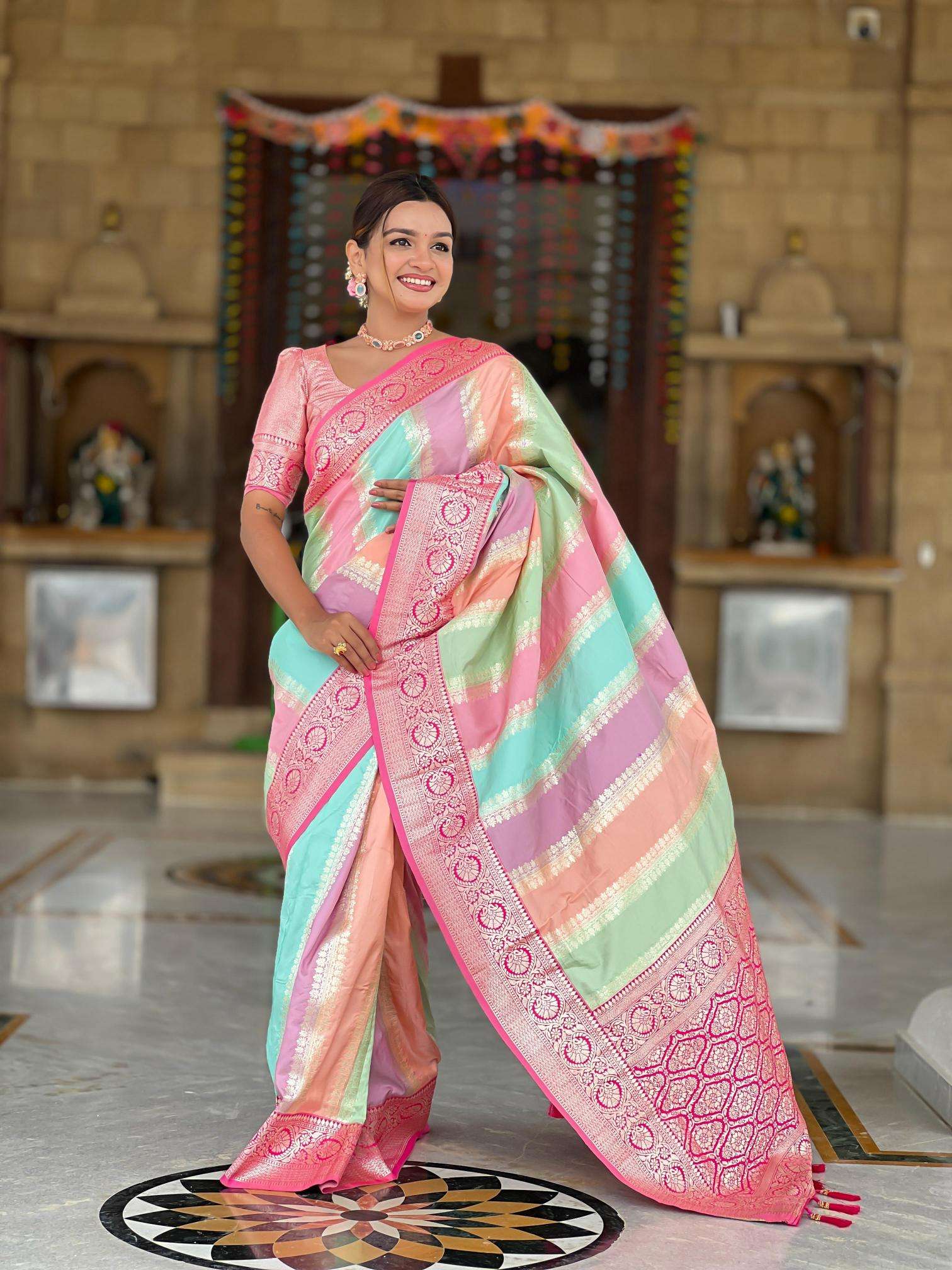Multi colour catlouge soft banarasi silk Designer Saree Wholesale