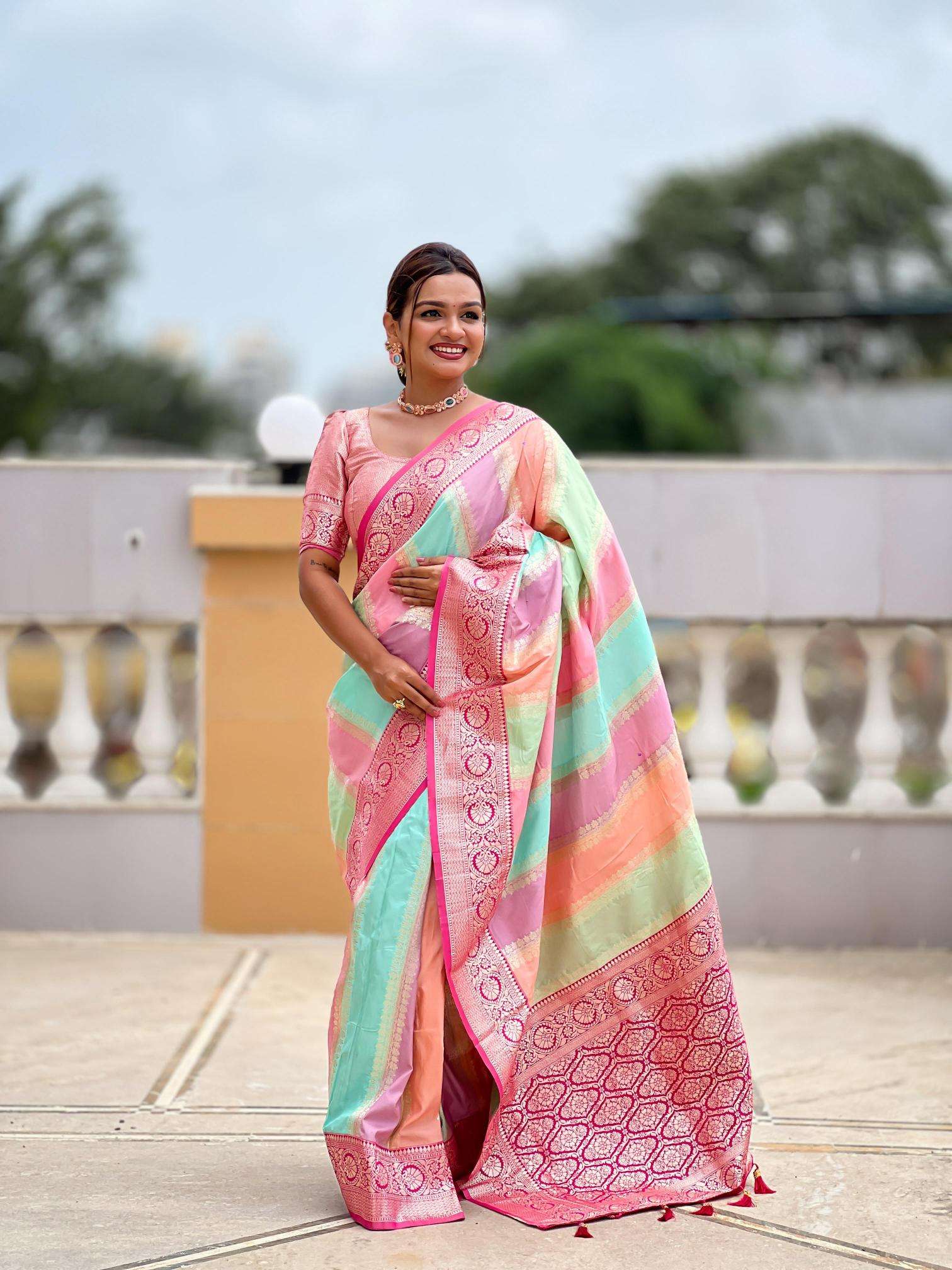 Multi colour catlouge soft banarasi silk Designer Saree Wholesale
