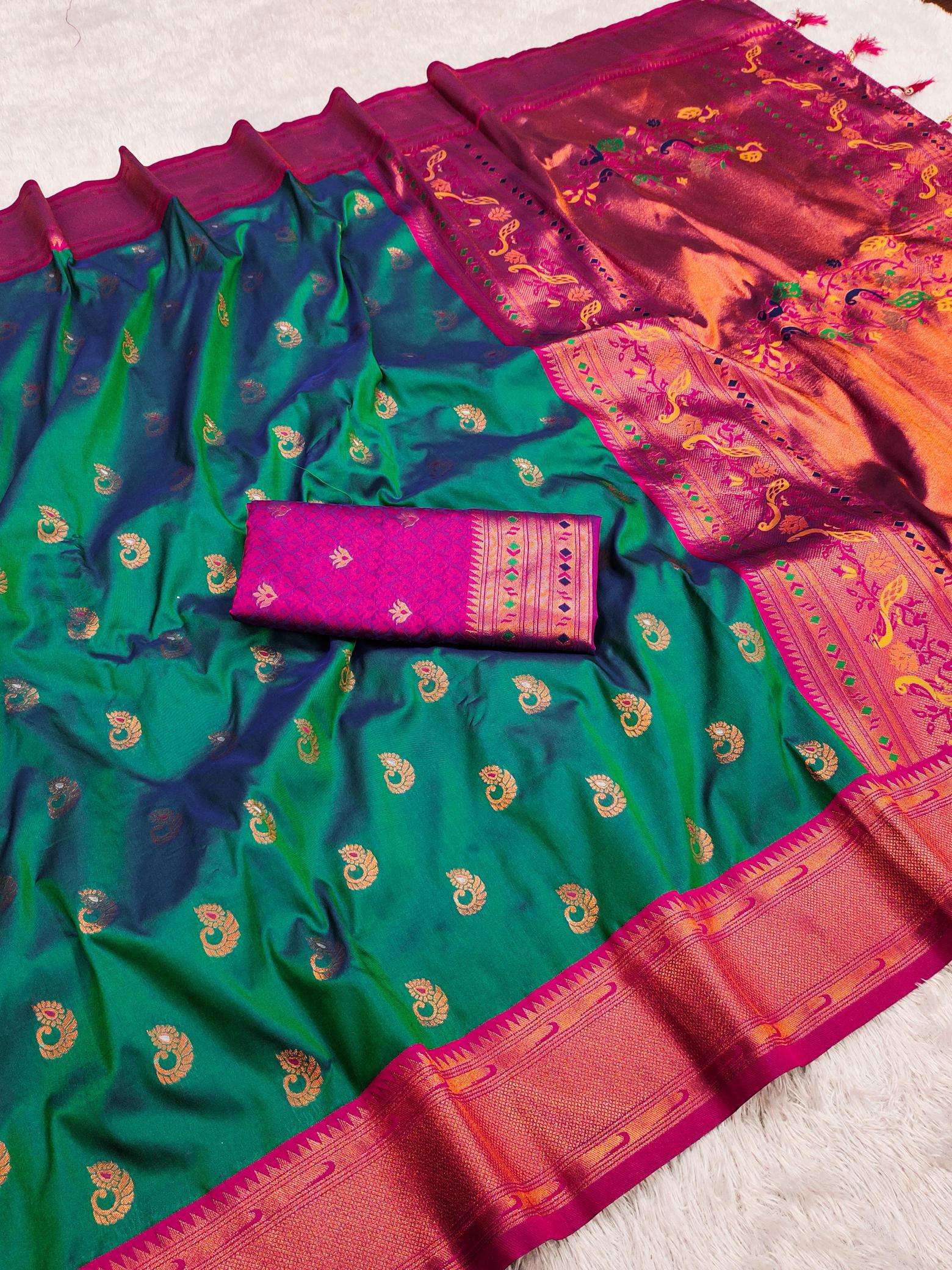 Nath paithani soft silk meenakari weawing rich pallu Wholesale saree market in mumbai