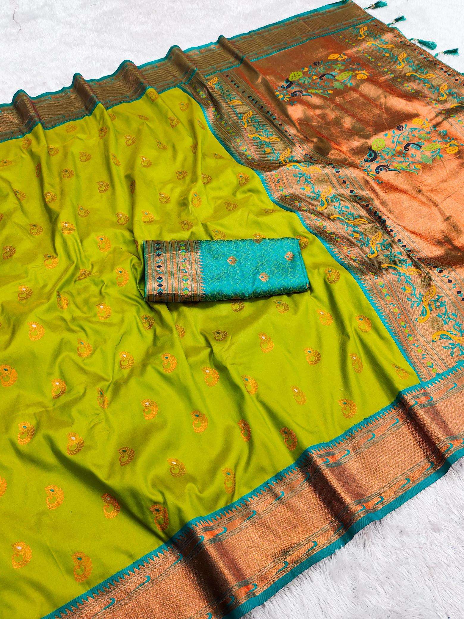 Nath paithani soft silk meenakari weawing rich pallu Wholesale saree market in mumbai