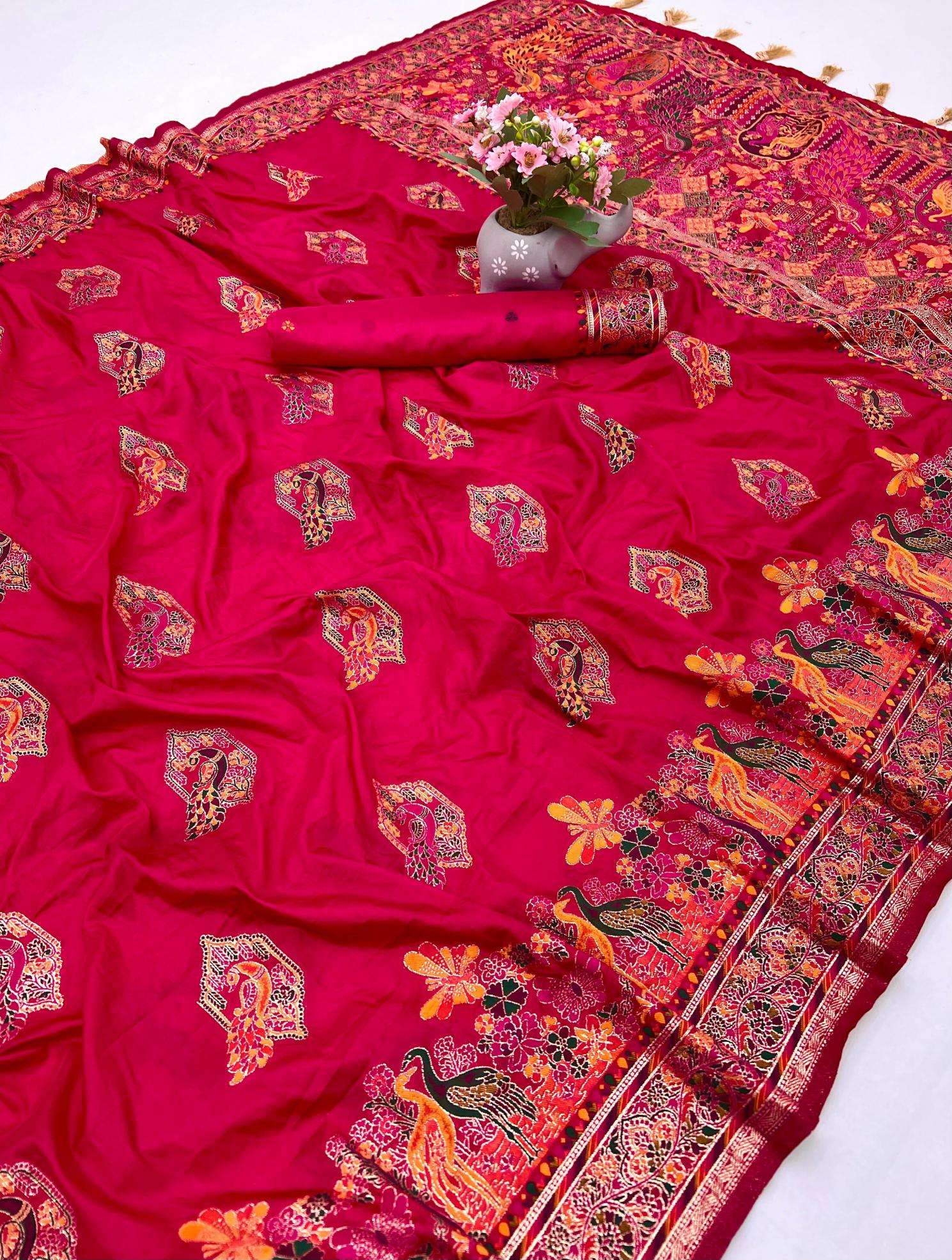Pashmina silk kashmiri meenakari zari Bulk saree supplier in Delhi