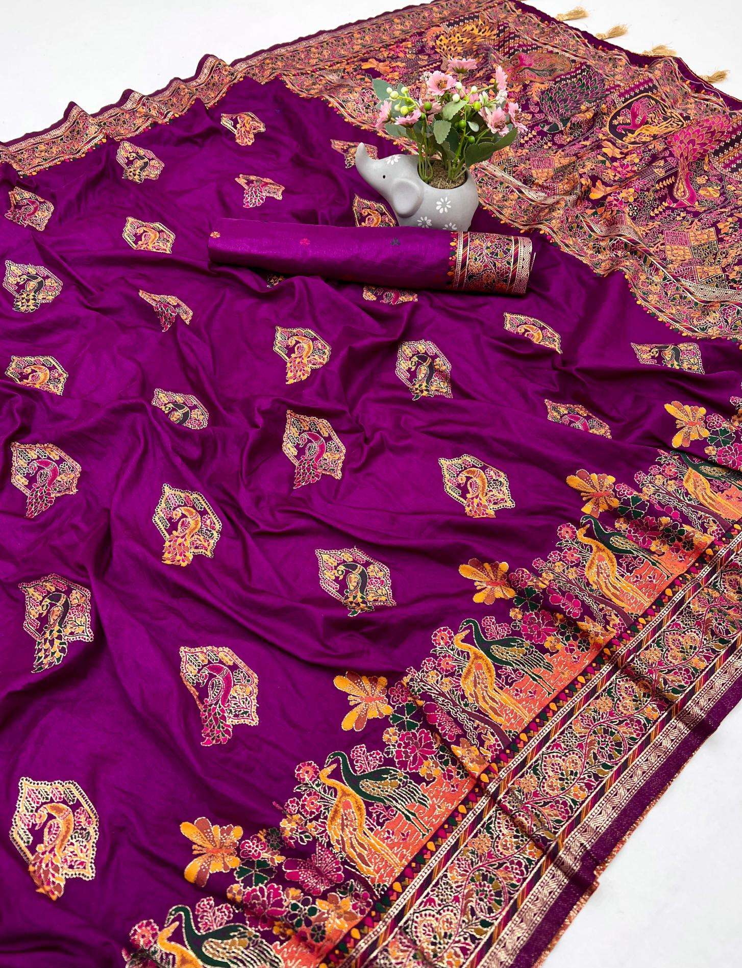 Pashmina silk kashmiri meenakari zari Bulk saree supplier in Delhi