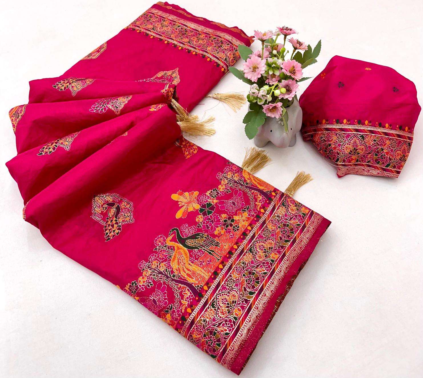 Pashmina silk kashmiri meenakari zari Bulk saree supplier in Delhi