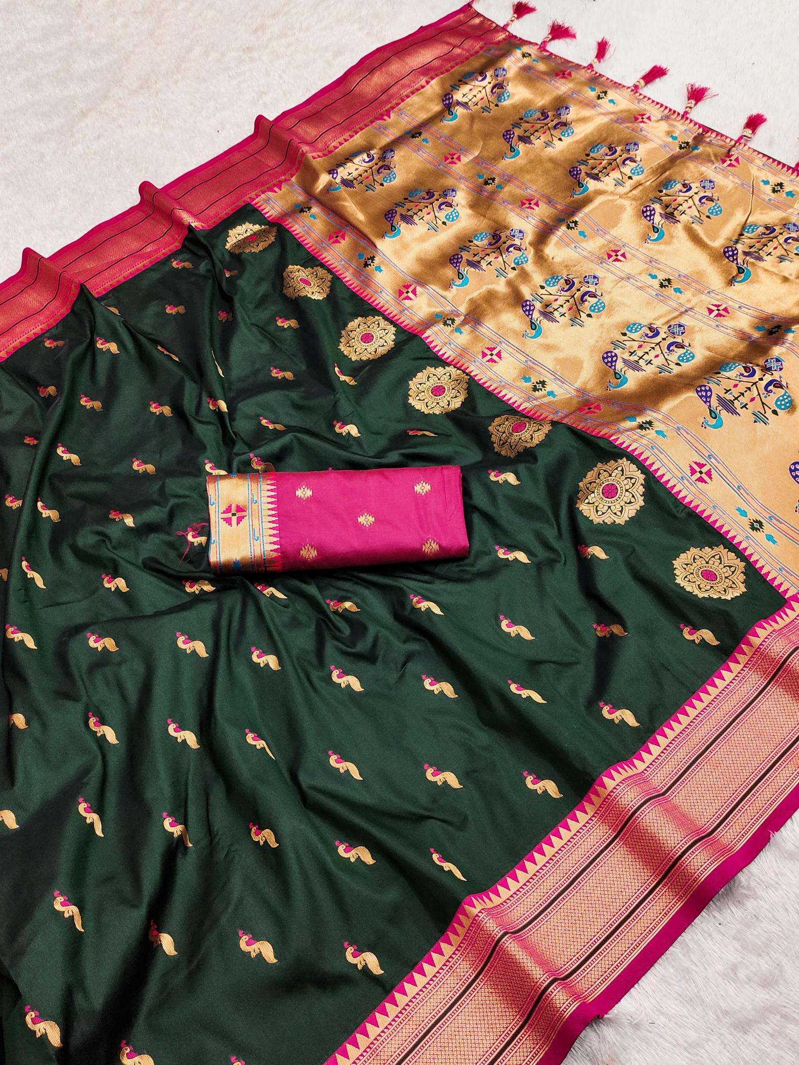 Peacock paithani soft silk zari Surat saree market