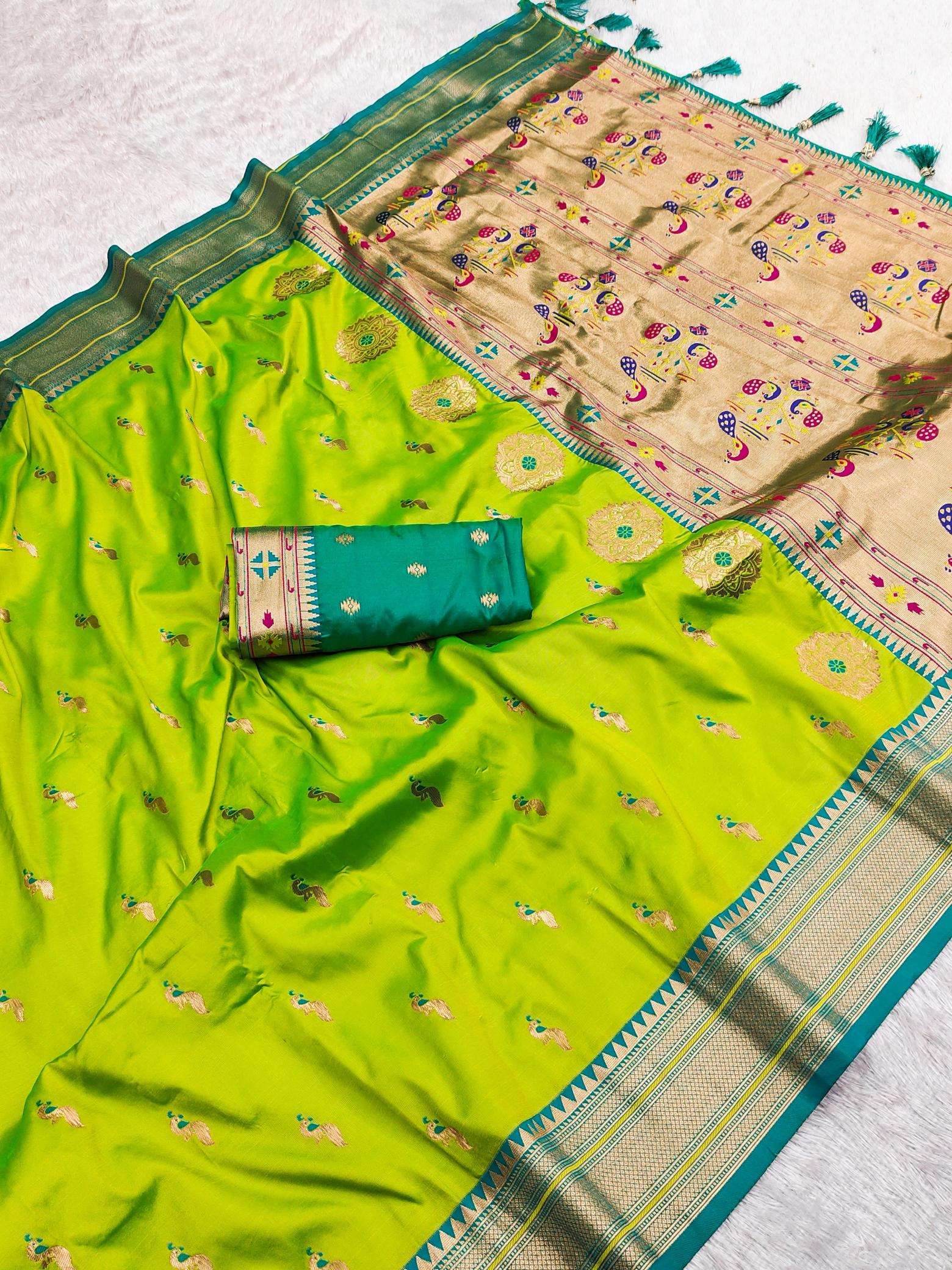 Peacock paithani soft silk zari Surat saree market