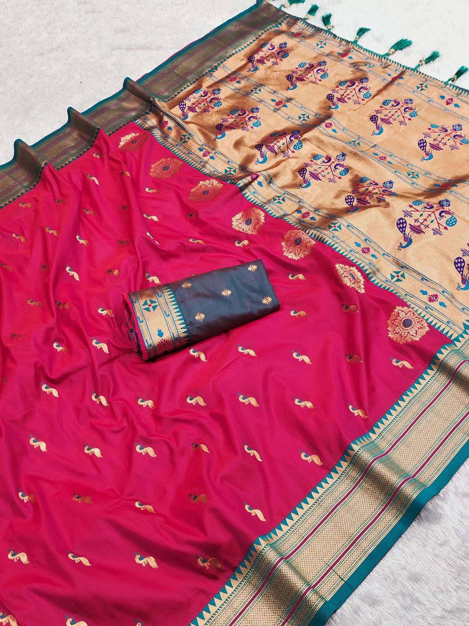 Peacock paithani soft silk zari Surat saree market