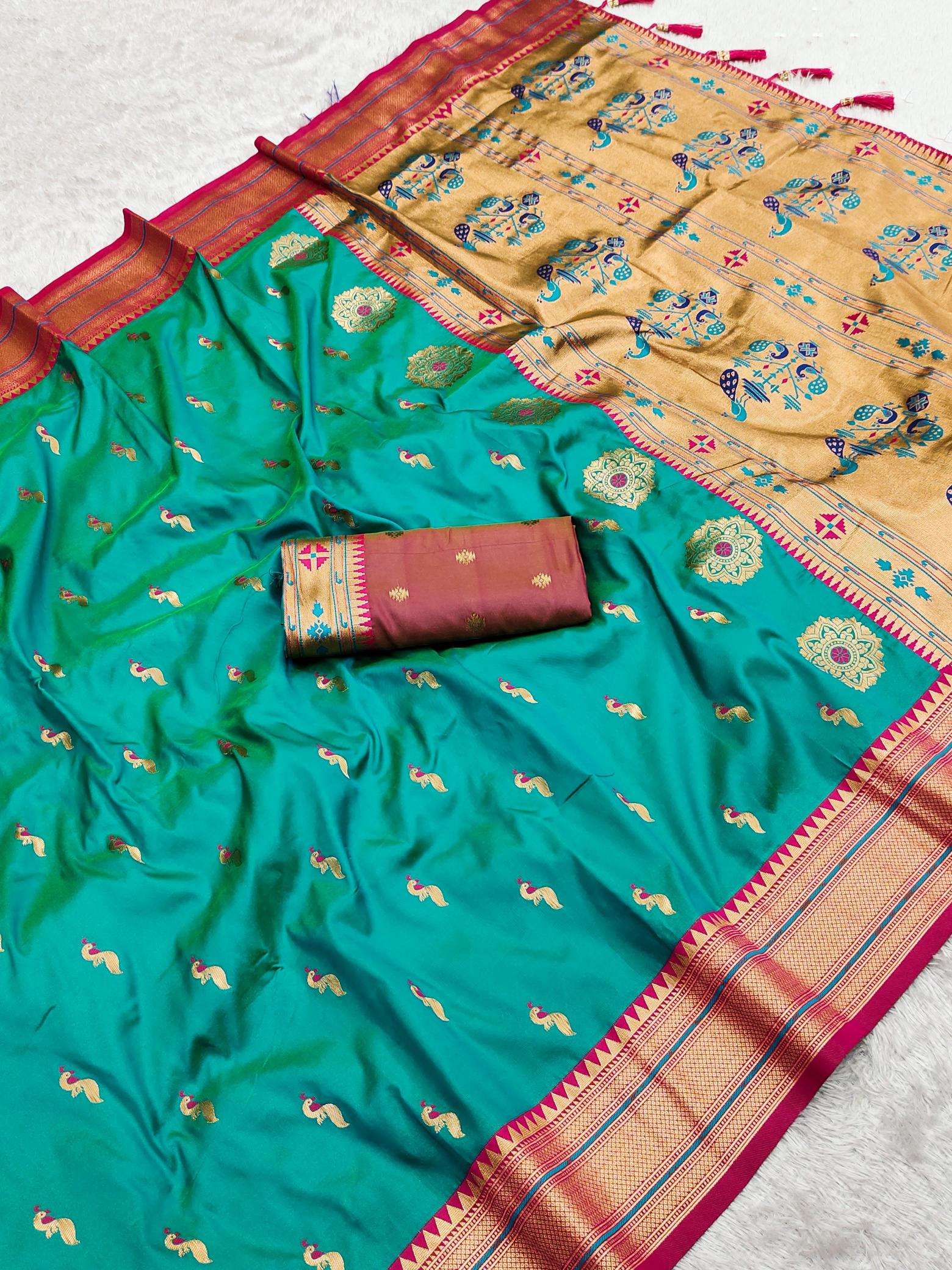 Peacock paithani soft silk zari Surat saree market
