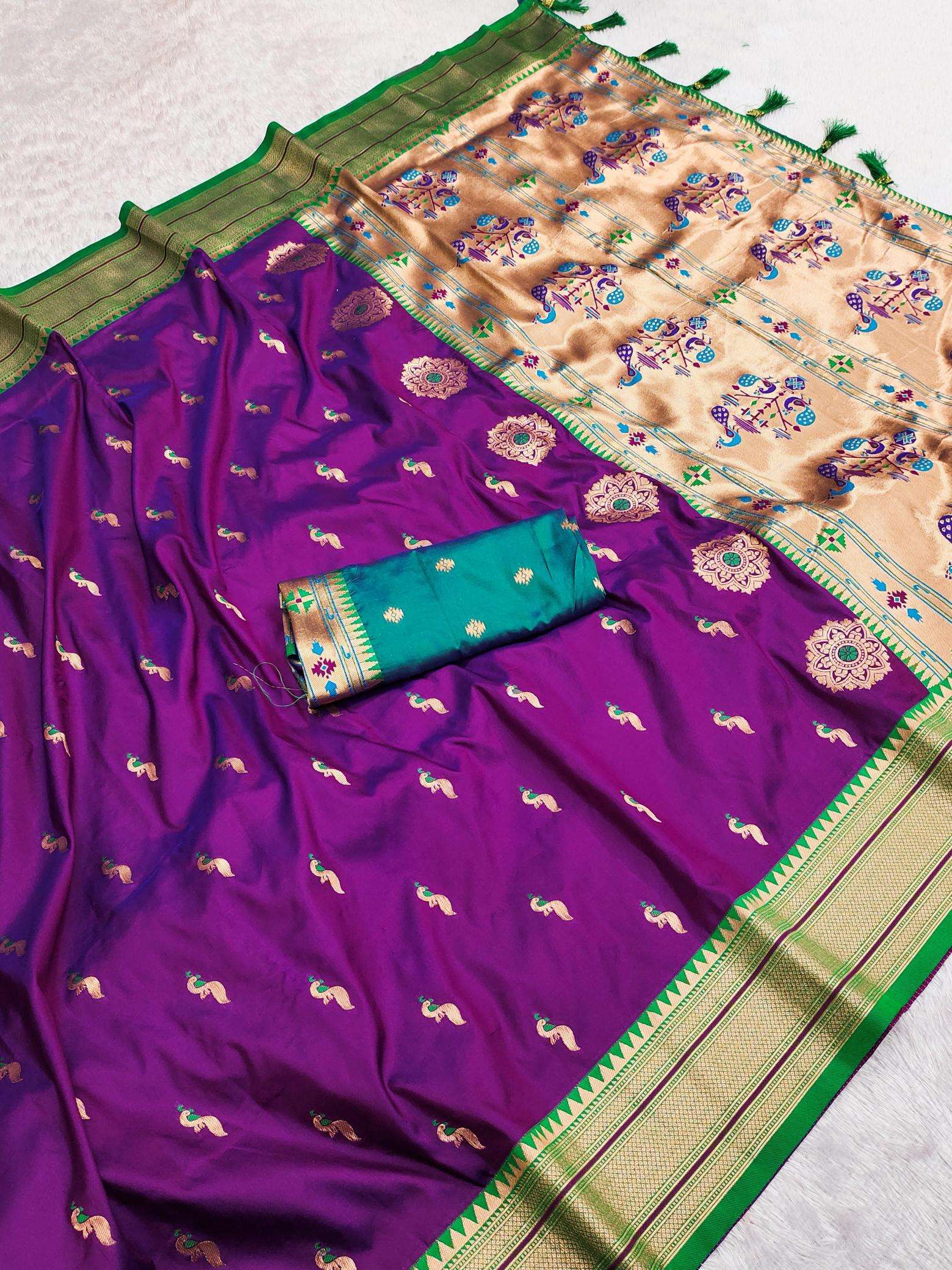 Peacock paithani soft silk zari Surat saree market