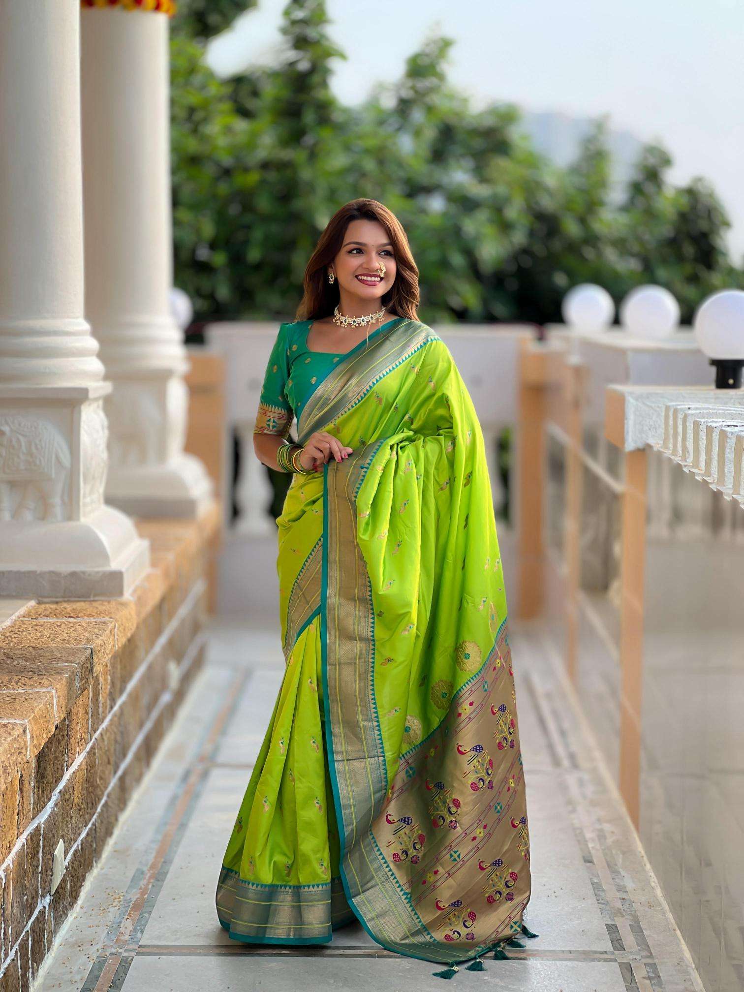 Peacock paithani soft silk zari Surat saree market
