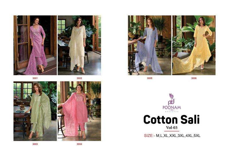 Poonam designer cotton sali vol-03 indian cotton embroidered kurti tunic dress