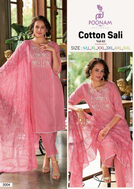 Poonam designer cotton sali vol-03 indian cotton embroidered kurti tunic dress