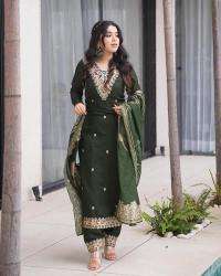 Presenting green color roman silk 3 Ladies kurti manufacturer in Mumbai