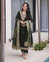 Presenting green color roman silk 3 Ladies kurti manufacturer in Mumbai