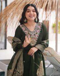 Presenting green color roman silk 3 Ladies kurti manufacturer in Mumbai