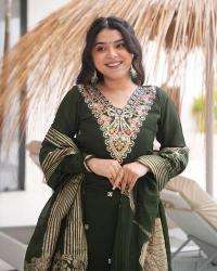 Presenting green color roman silk 3 Ladies kurti manufacturer in Mumbai