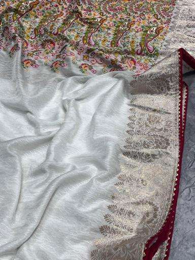 Pure kashmiri kadhai weaved russian cotton silk Saree wholesale market in India