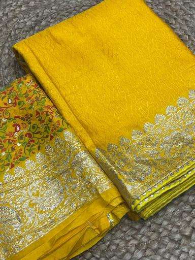 Pure kashmiri kadhai weaved russian cotton silk Saree wholesale market in India