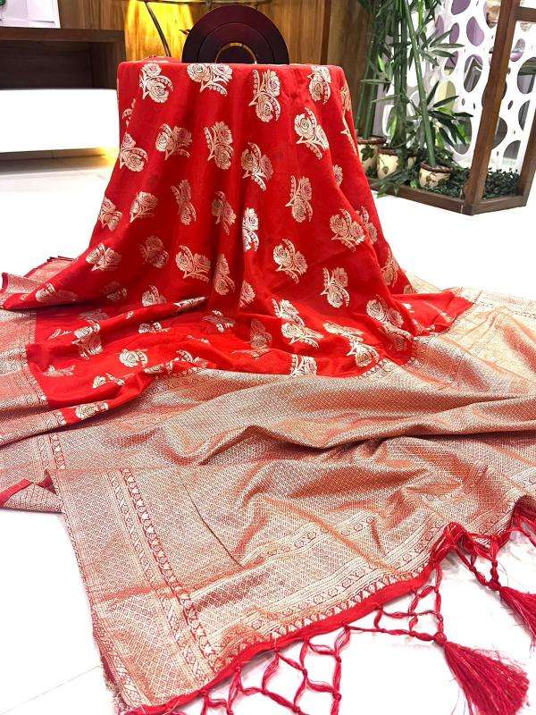 Pure soft khadi crepe silk with antique pallu Online Saree Sale