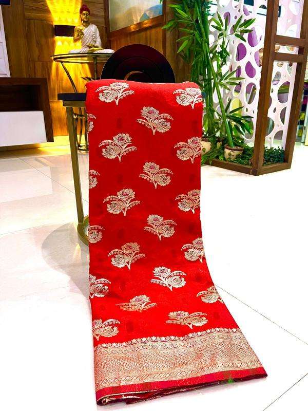 Pure soft khadi crepe silk with antique pallu Online Saree Sale
