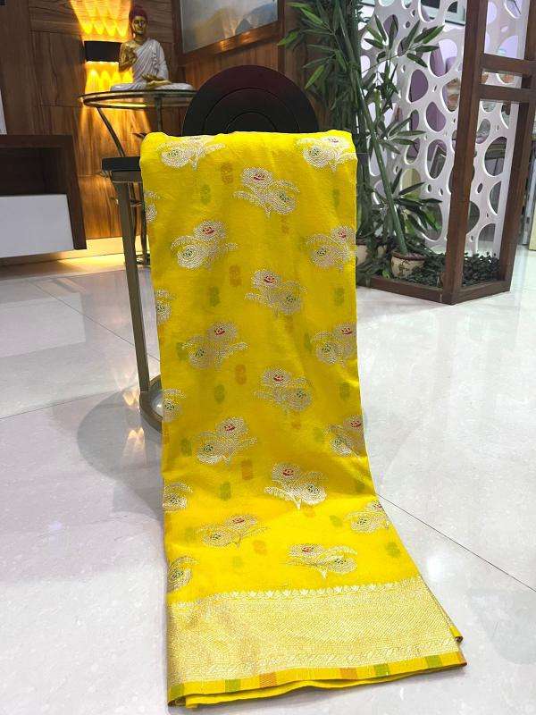 Pure soft khadi crepe silk with antique pallu Online Saree Sale