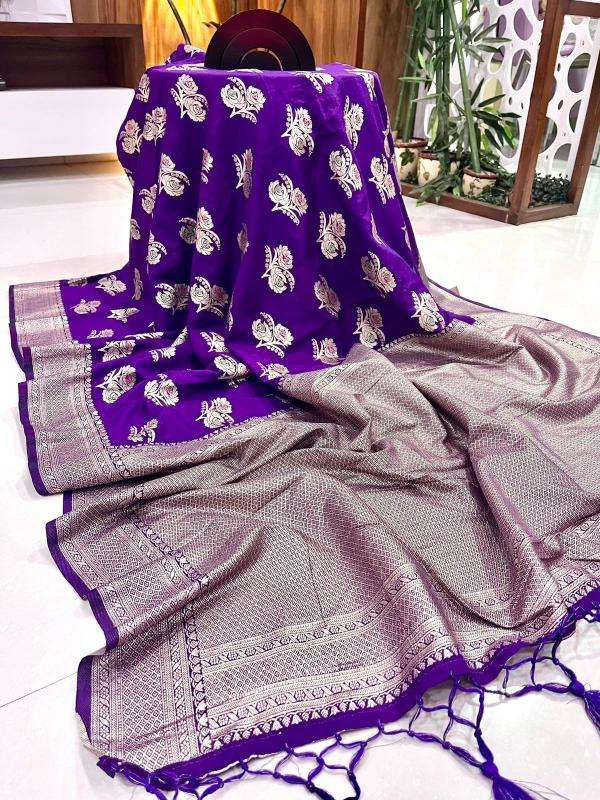 Pure soft khadi crepe silk with antique pallu Online Saree Sale