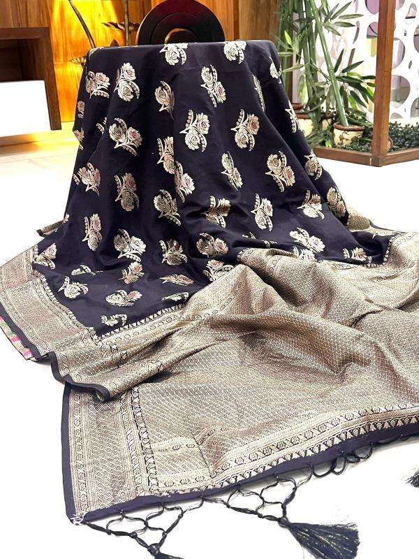 Pure soft khadi crepe silk with antique pallu Online Saree Sale