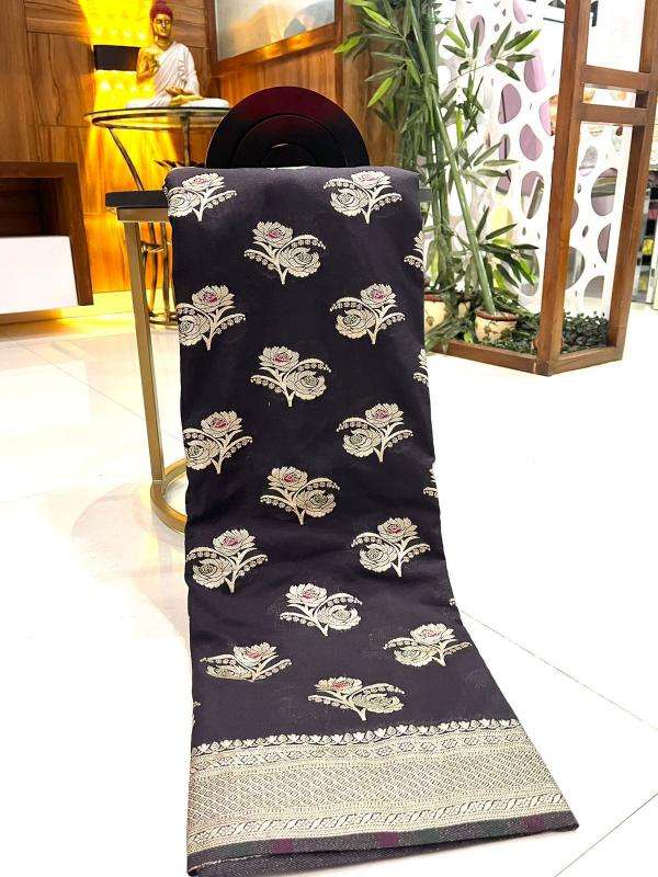 Pure soft khadi crepe silk with antique pallu Online Saree Sale