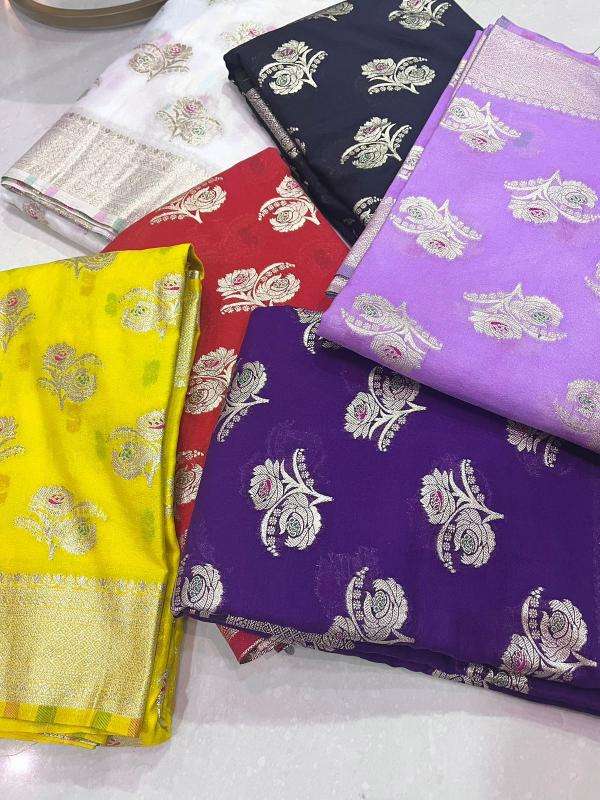 Pure soft khadi crepe silk with antique pallu Online Saree Sale
