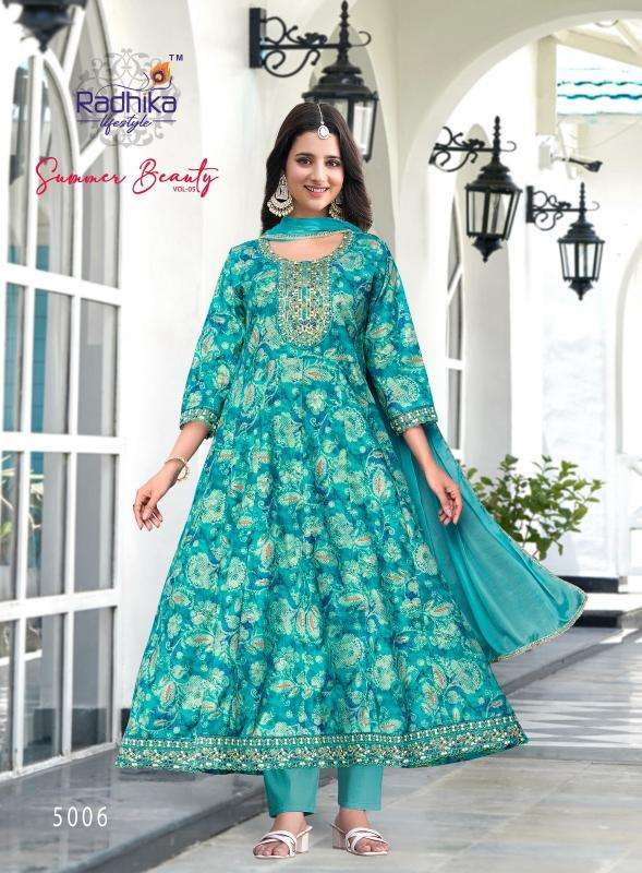 Radhika lifestyle summer beauty vol 5 Designer Kurti wholesaler in Ahmedabad