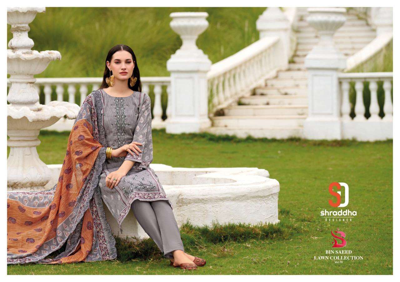 Sharadddha designer bin saeed vol 15 Bulk dress materials suppliers