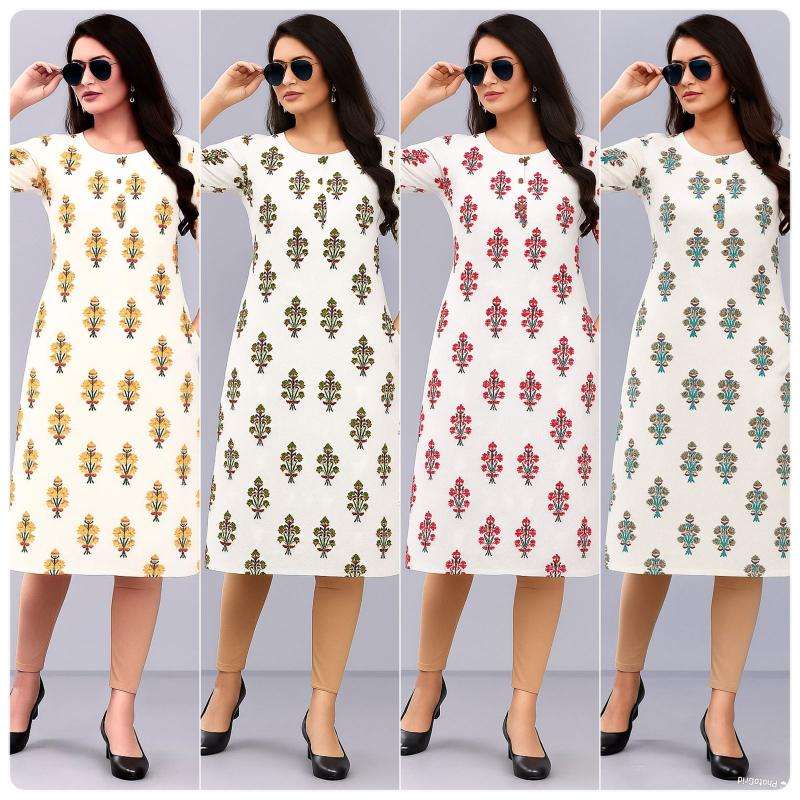 Shorya white straight rayon printed indian embroidered kurti tunic dresses