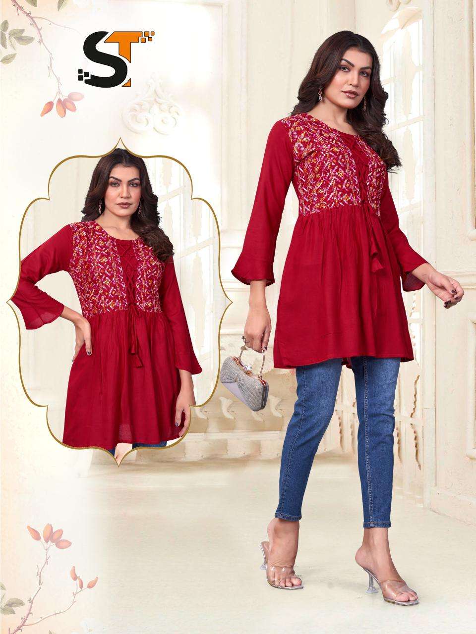 Shree salasar reyon with embroidery indian kurti for ladies