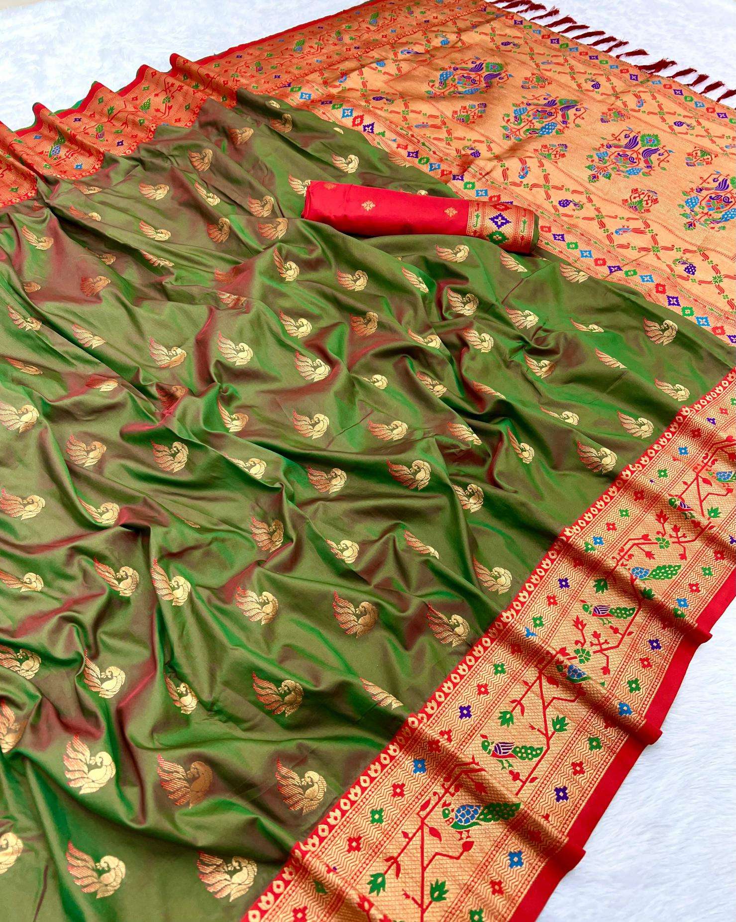 Sparkal paithani soft silk meenakari peacock Saree Wholesale Market