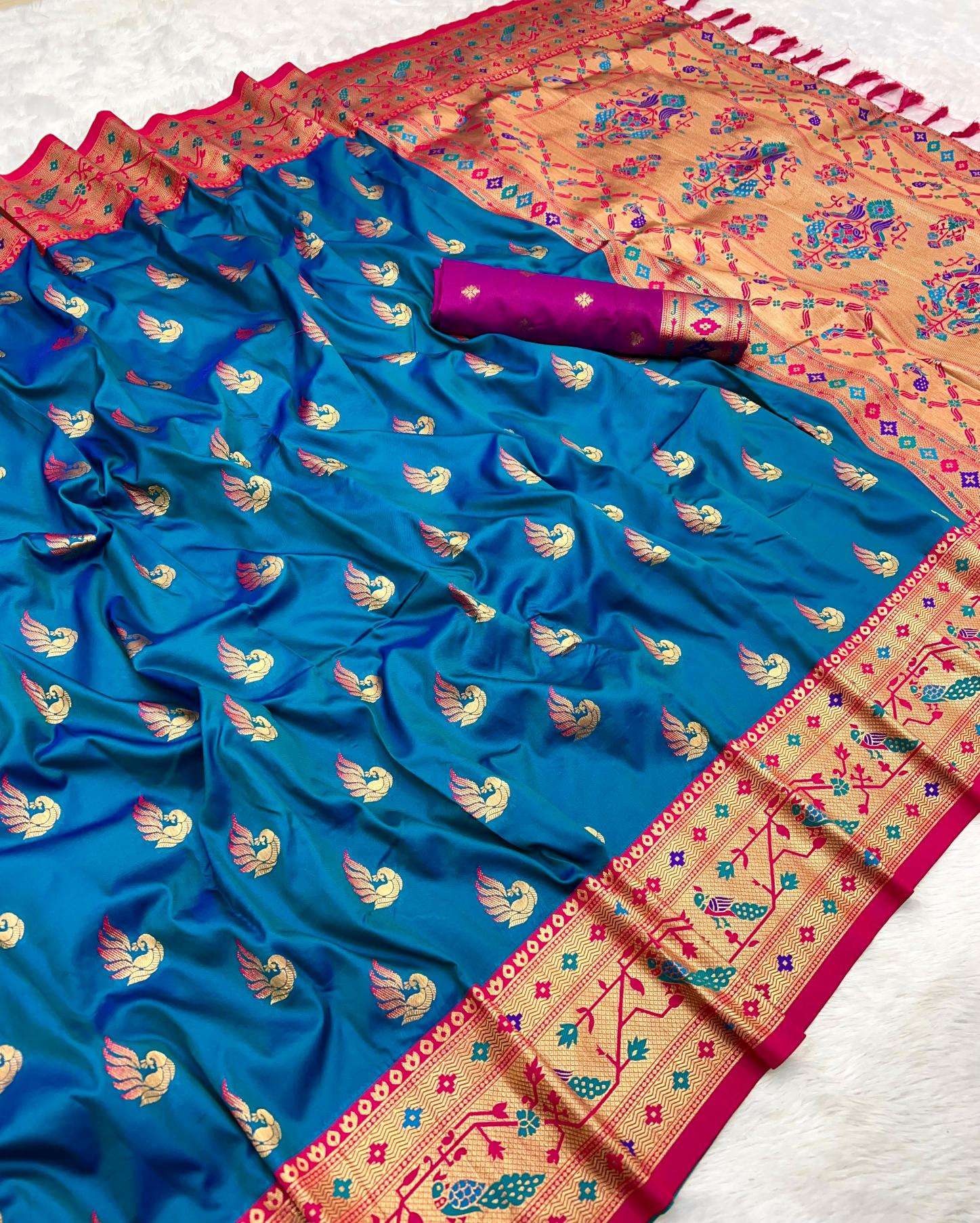 Sparkal paithani soft silk meenakari peacock Saree Wholesale Market