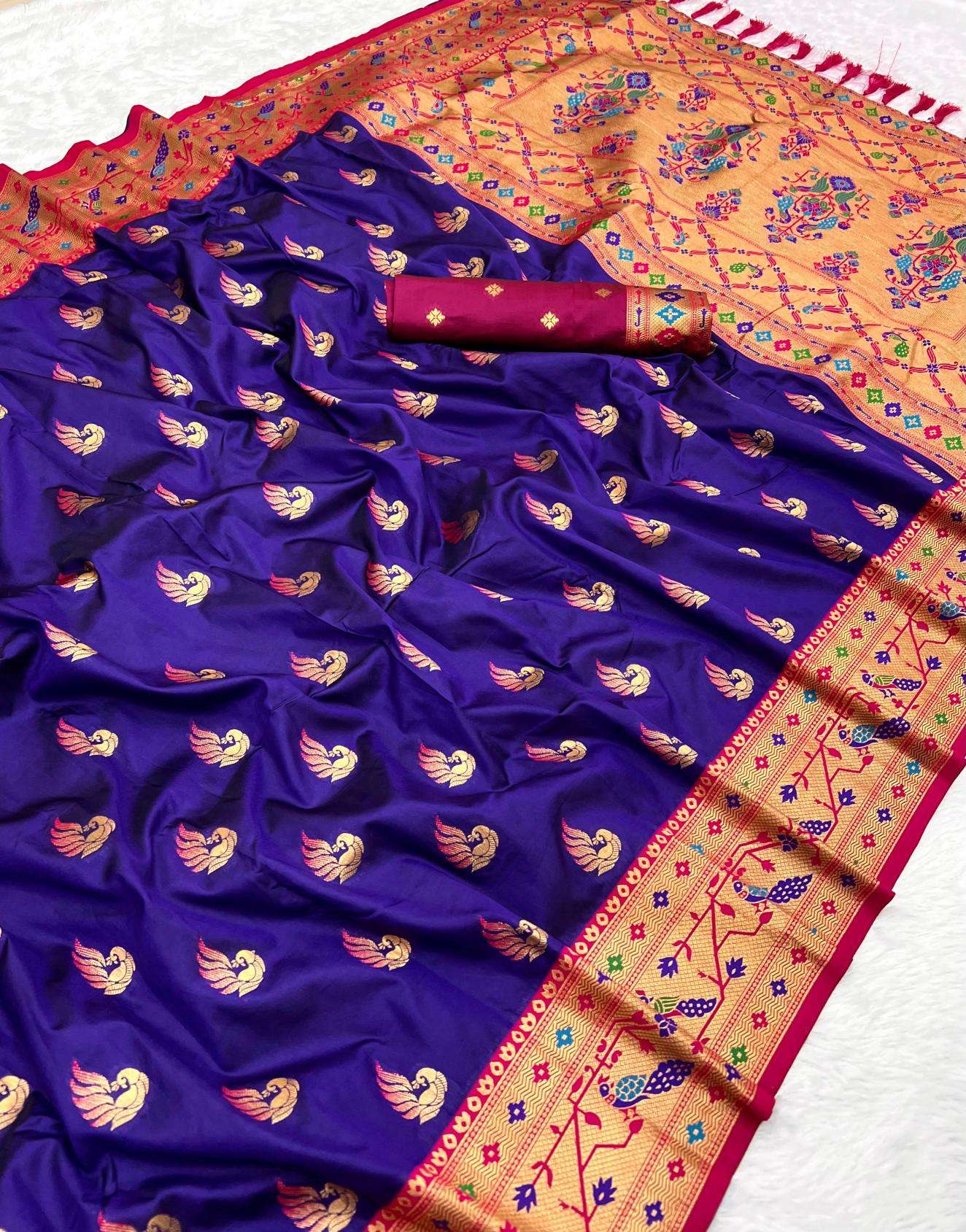 Sparkal paithani soft silk meenakari peacock Saree Wholesale Market