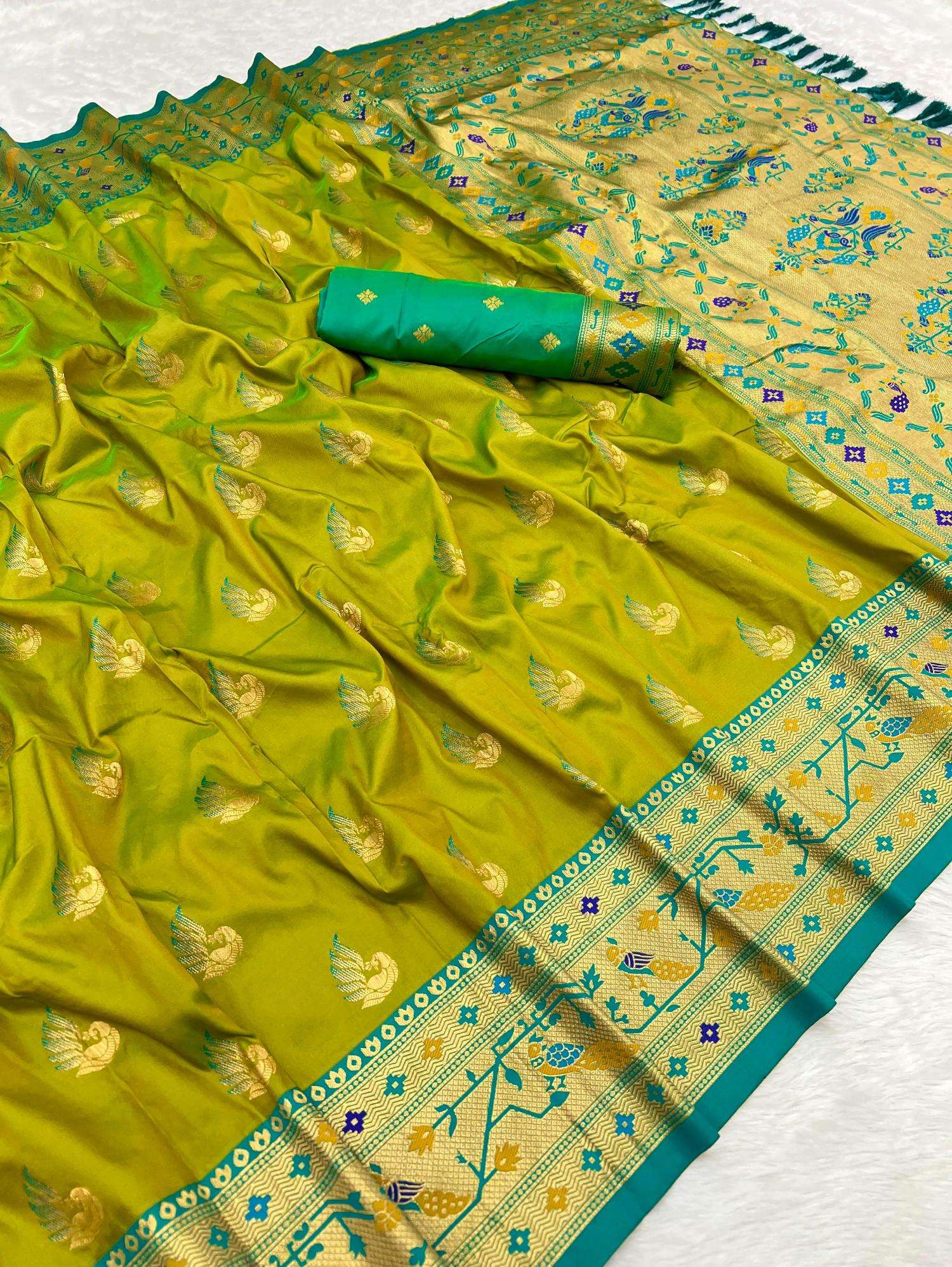 Sparkal paithani soft silk meenakari peacock Saree Wholesale Market