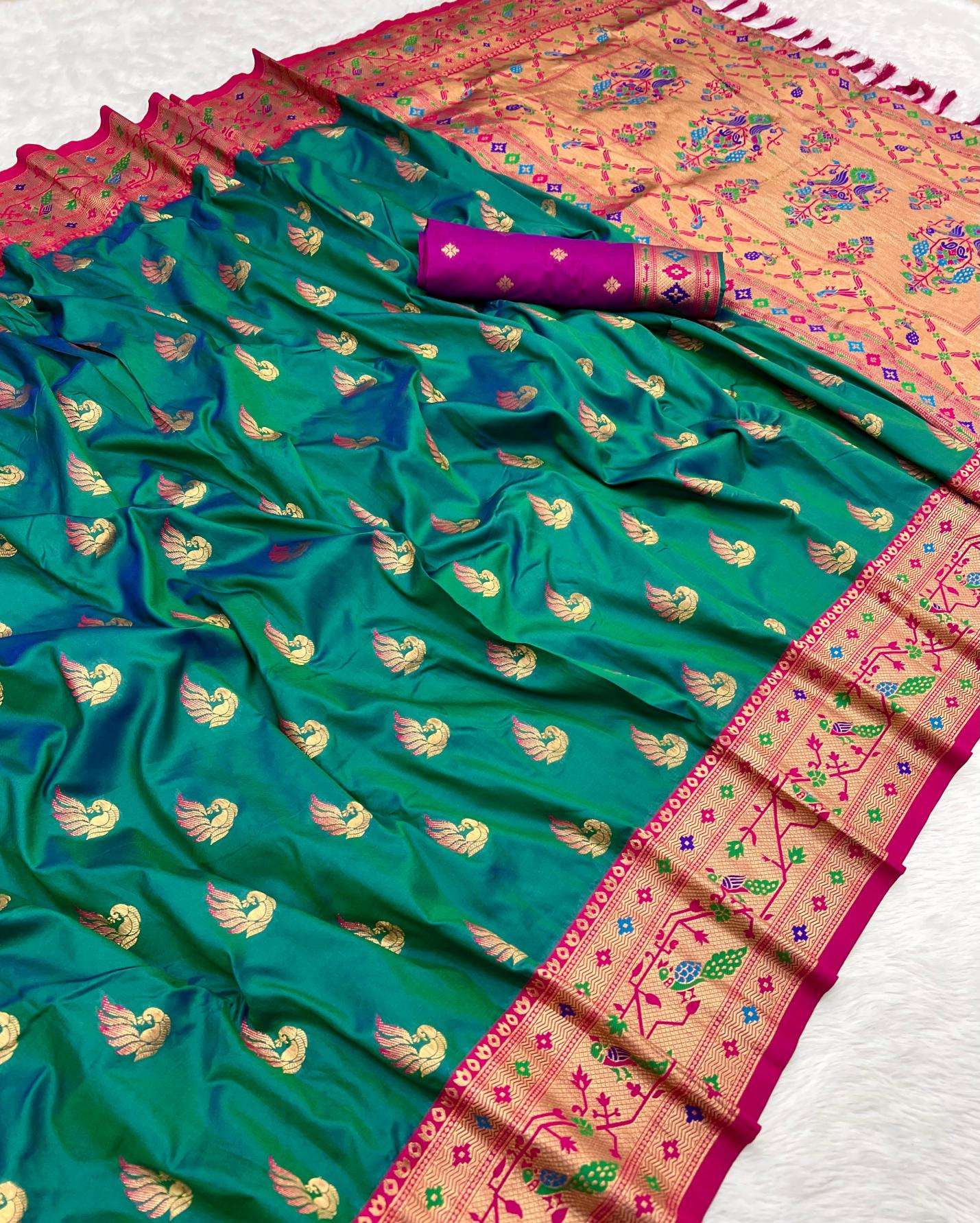 Sparkal paithani soft silk meenakari peacock Saree Wholesale Market