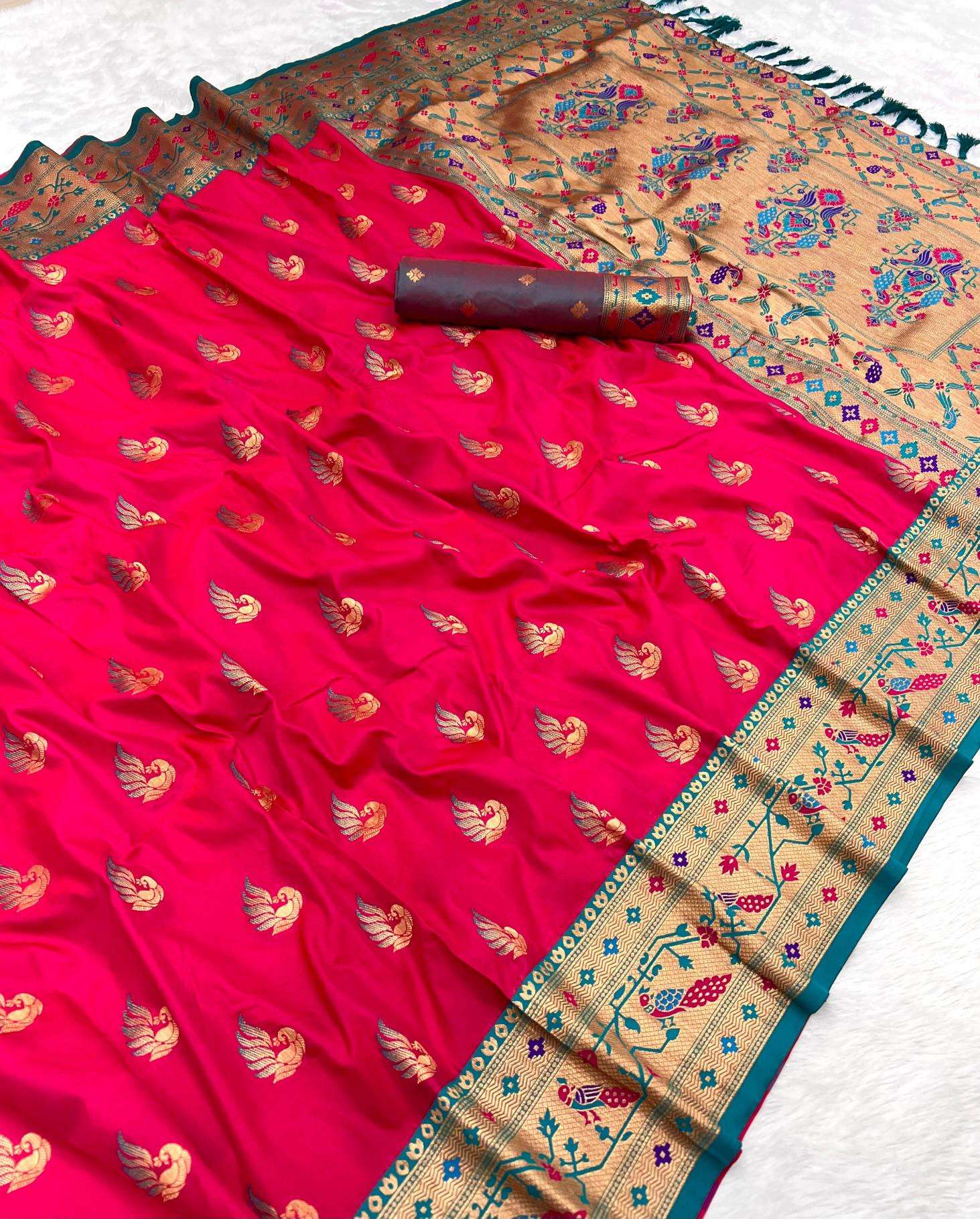 Sparkal paithani soft silk meenakari peacock Saree Wholesale Market