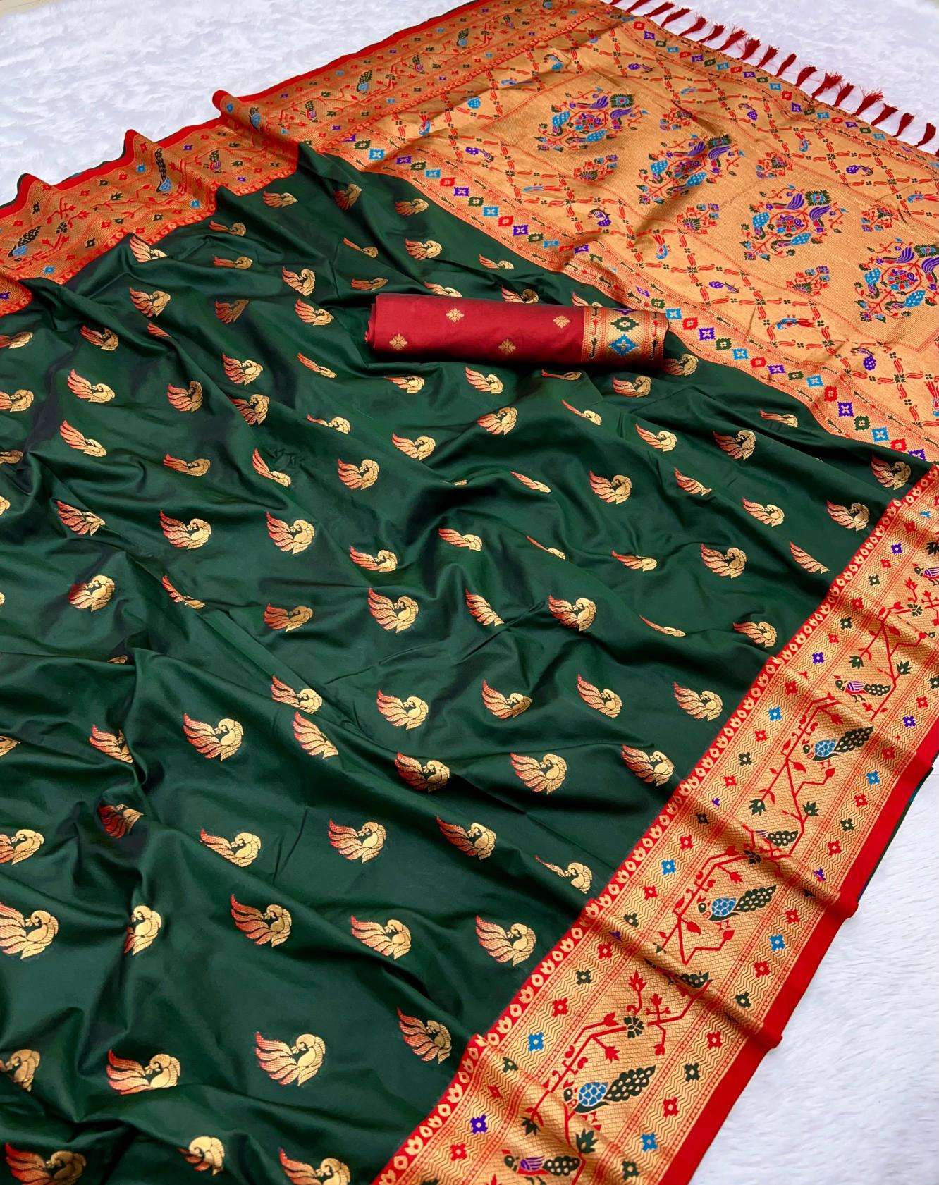Sparkal paithani soft silk meenakari peacock Saree Wholesale Market