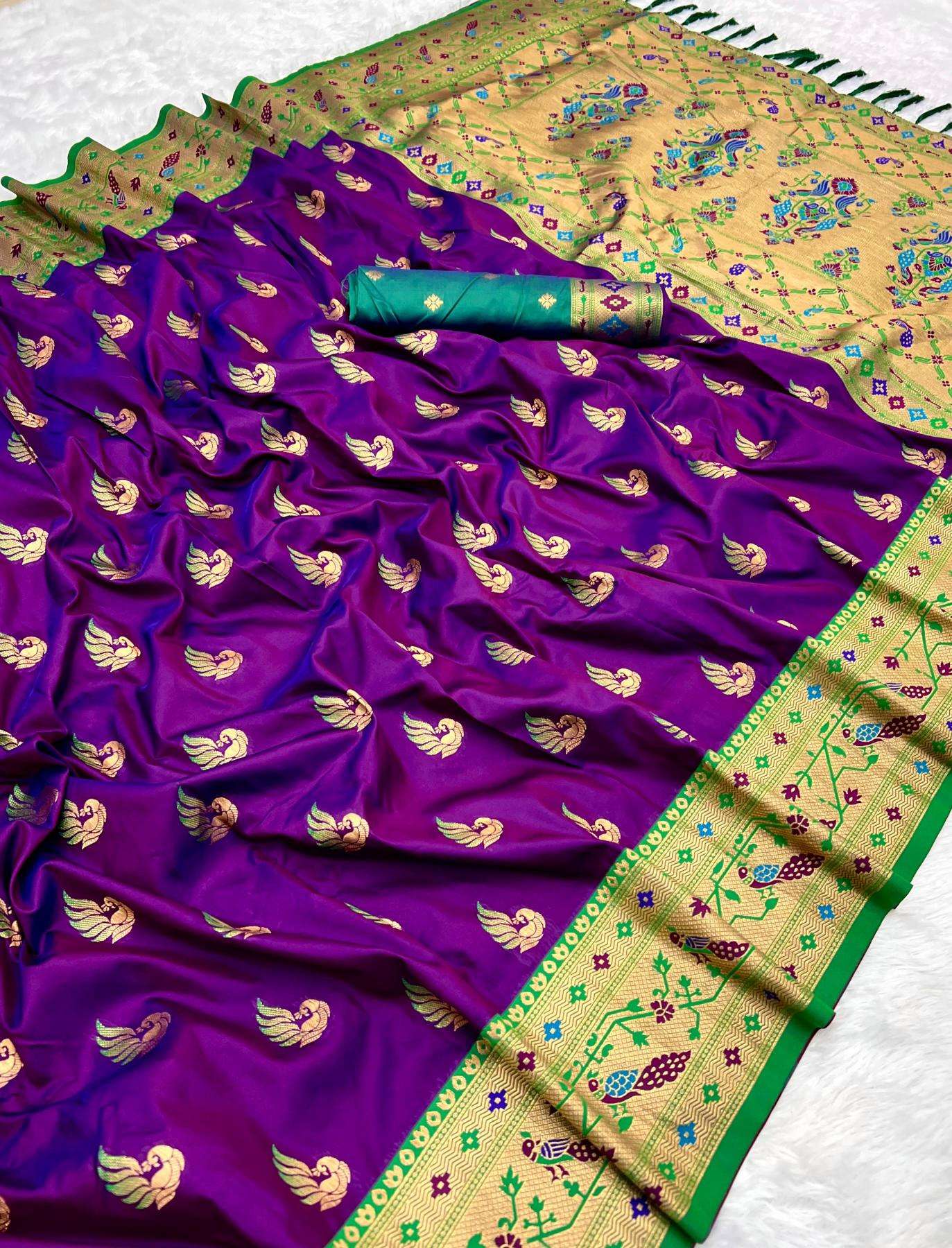 Sparkal paithani soft silk meenakari peacock Saree Wholesale Market