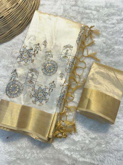 Special tusser quality with kalankari designer Wholesale saree manufacturers in Delhi