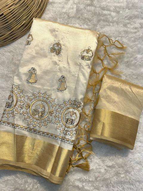 Special tusser quality with kalankari designer Wholesale saree manufacturers in Delhi