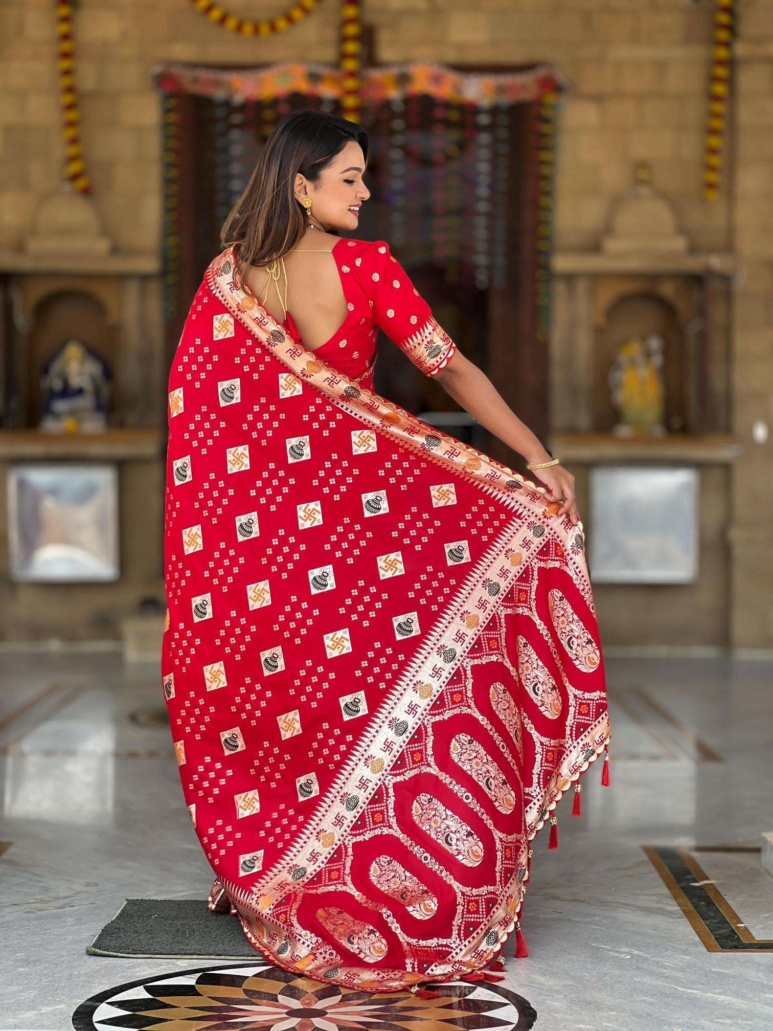 Swastik pure viscous dolla silk swastik Surat saree market online