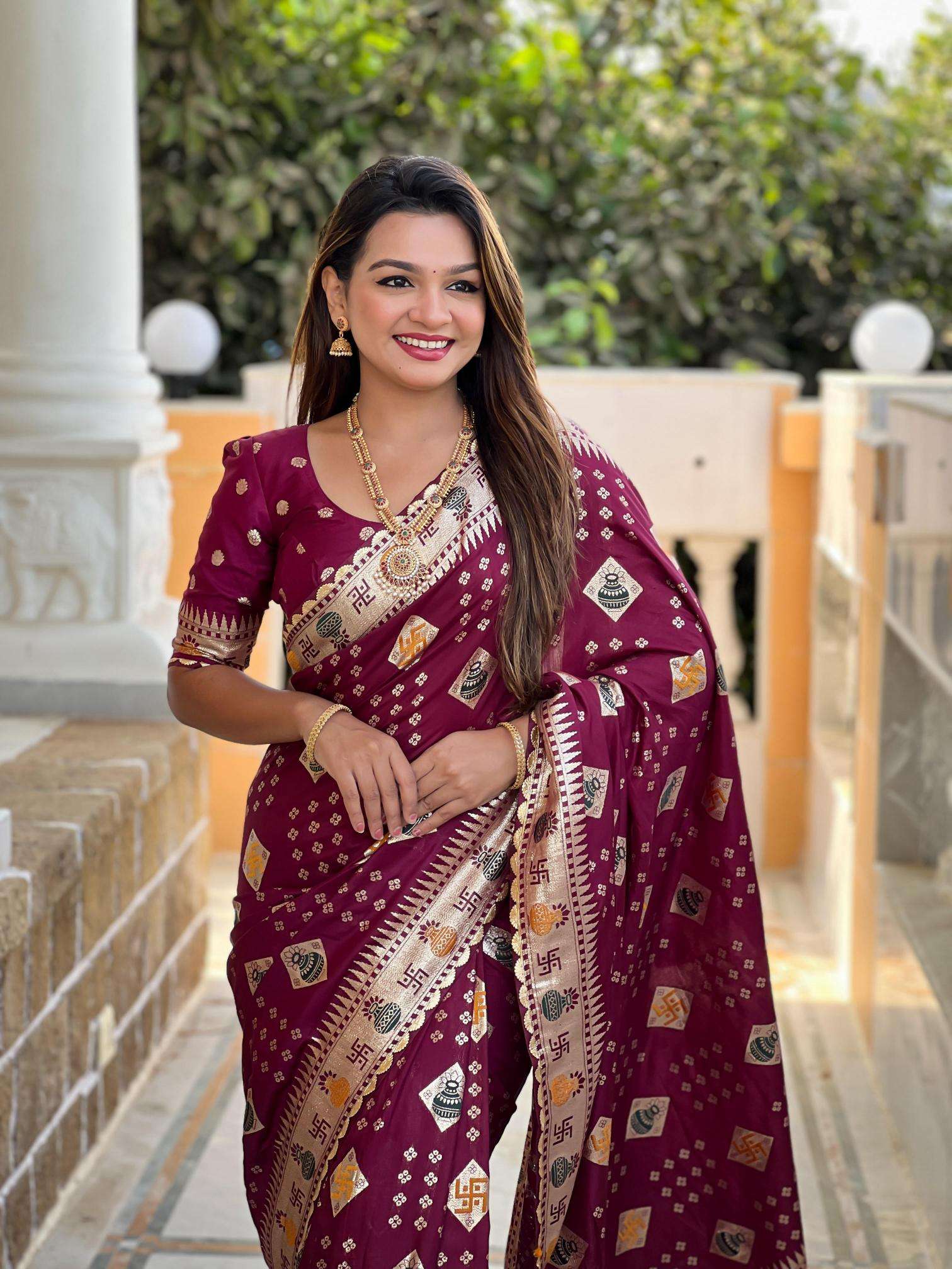 Swastik pure viscous dolla silk swastik Surat saree market online