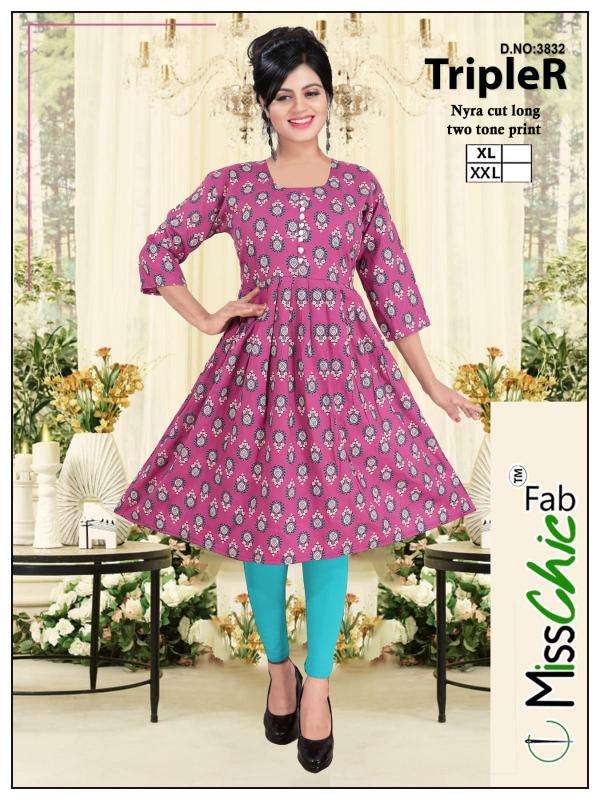TripleR rayon embroidery indian designer kurtis