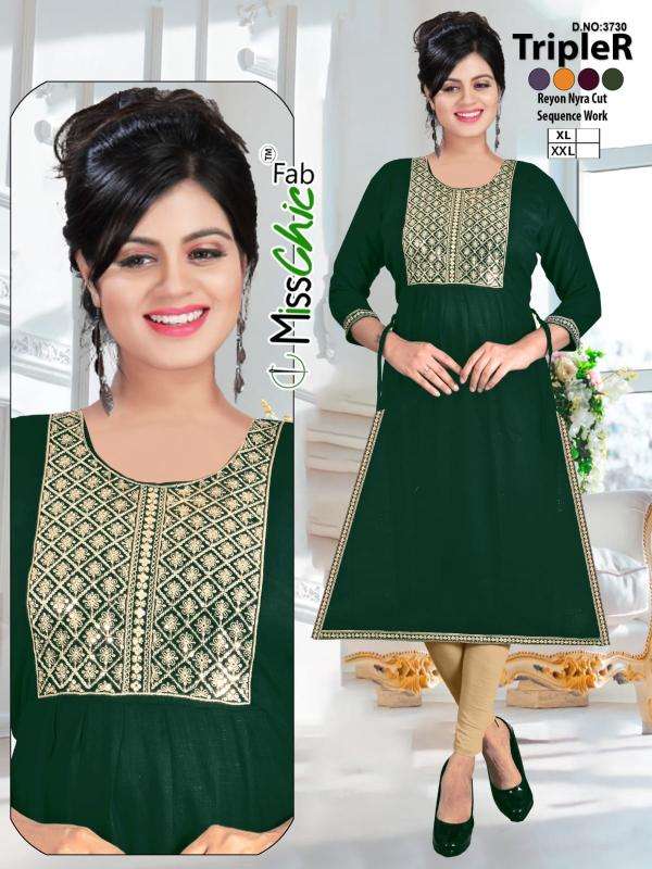 TripleR rayon embroidery indian designer kurtis