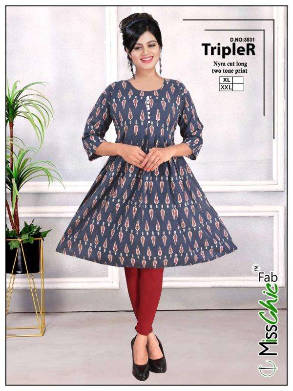 TripleR rayon embroidery indian designer kurtis